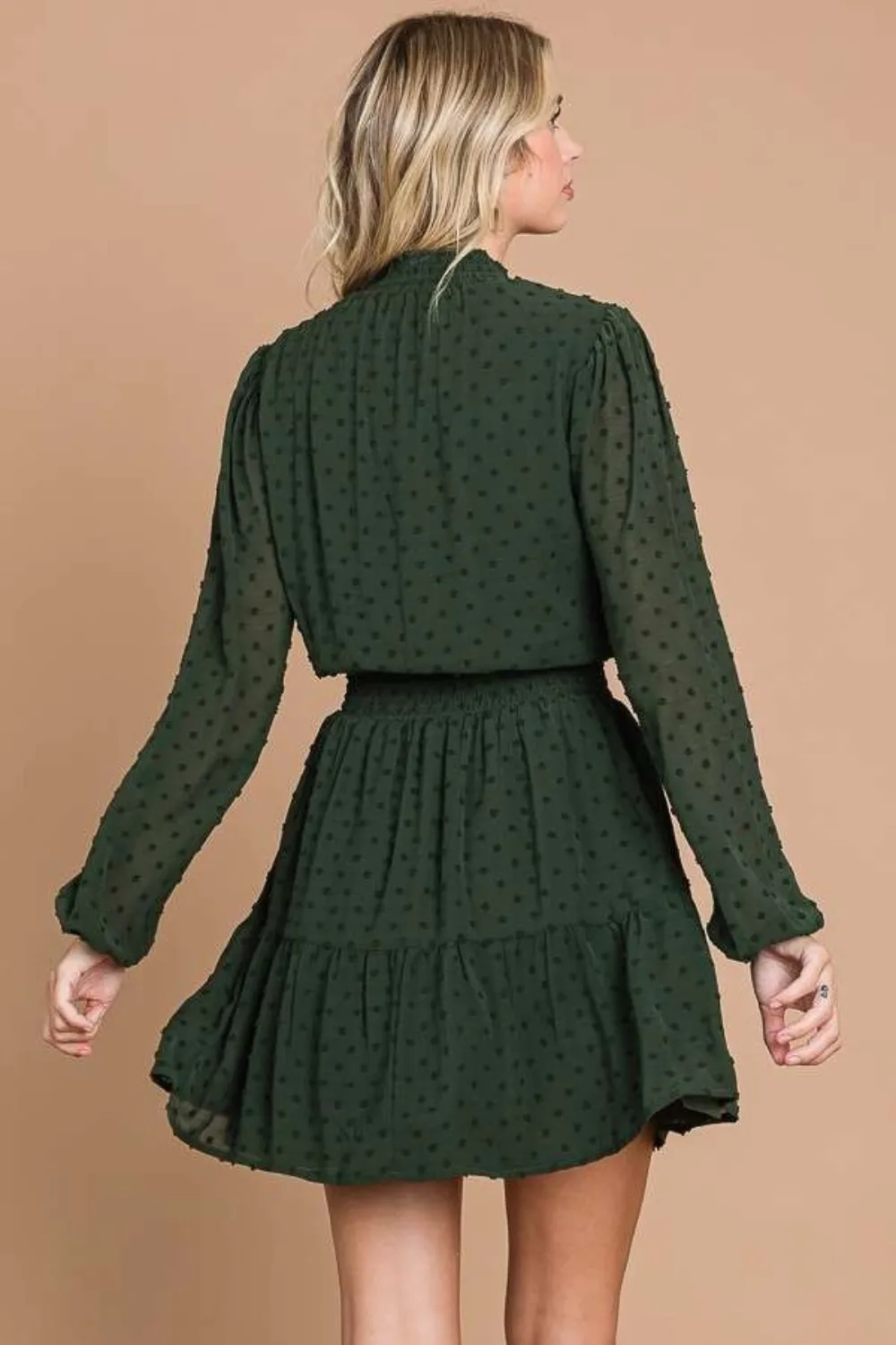 Swiss Dot Smock Neck Mini Dress with Pockets, image 2