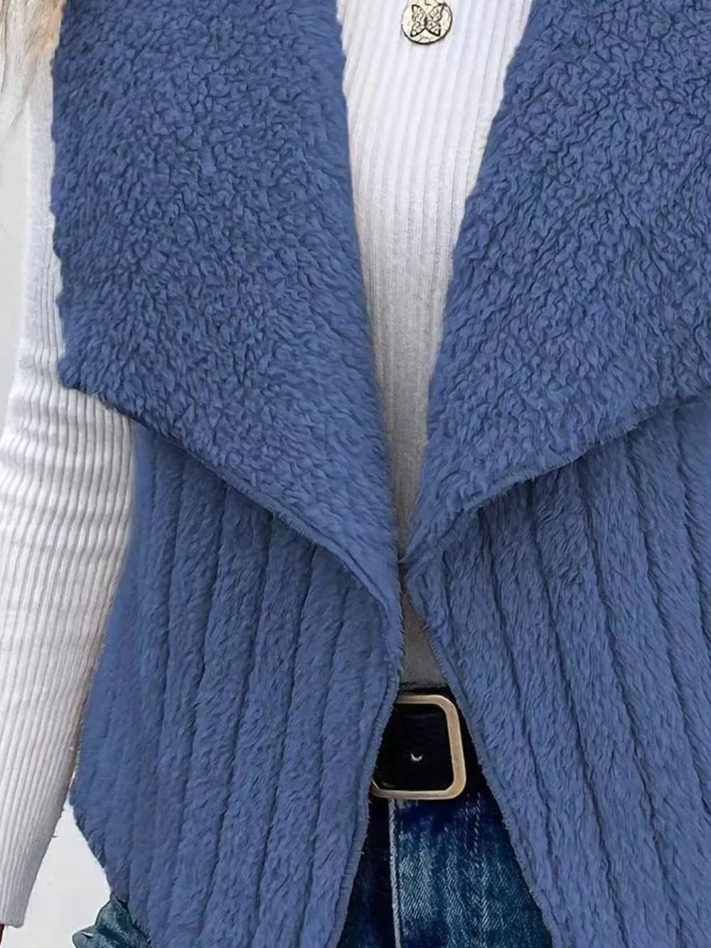 Cozy Fleece Open Front Vest Coat, image 6