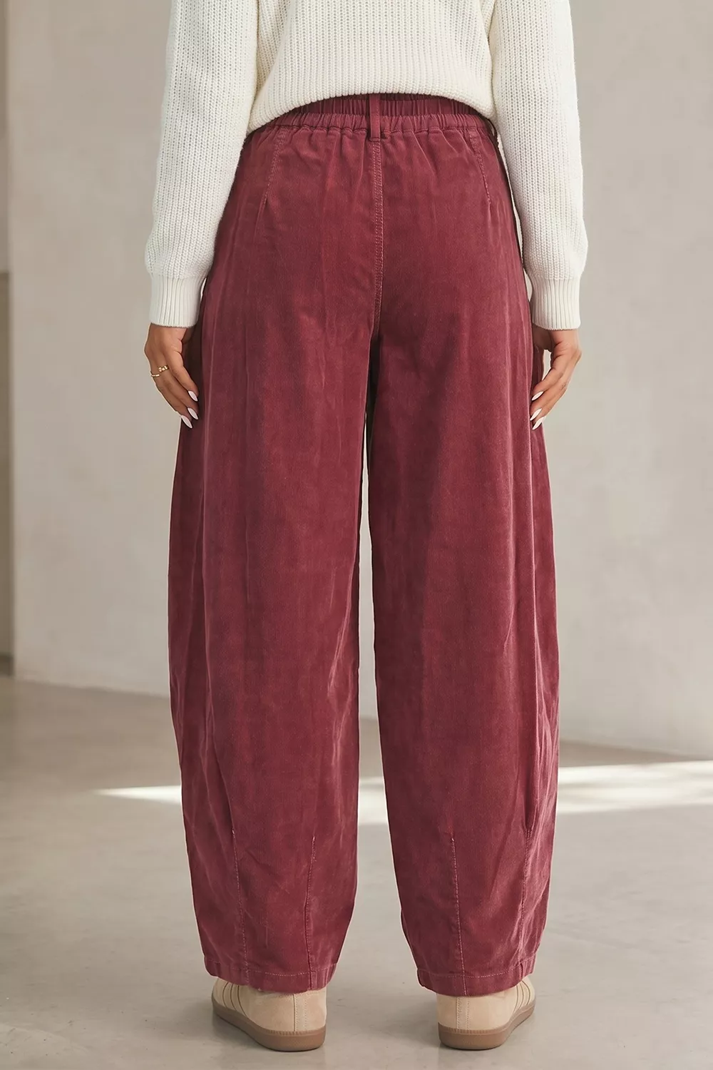 Elastic Waist Drawstring Corduroy Casual Pants, image 5