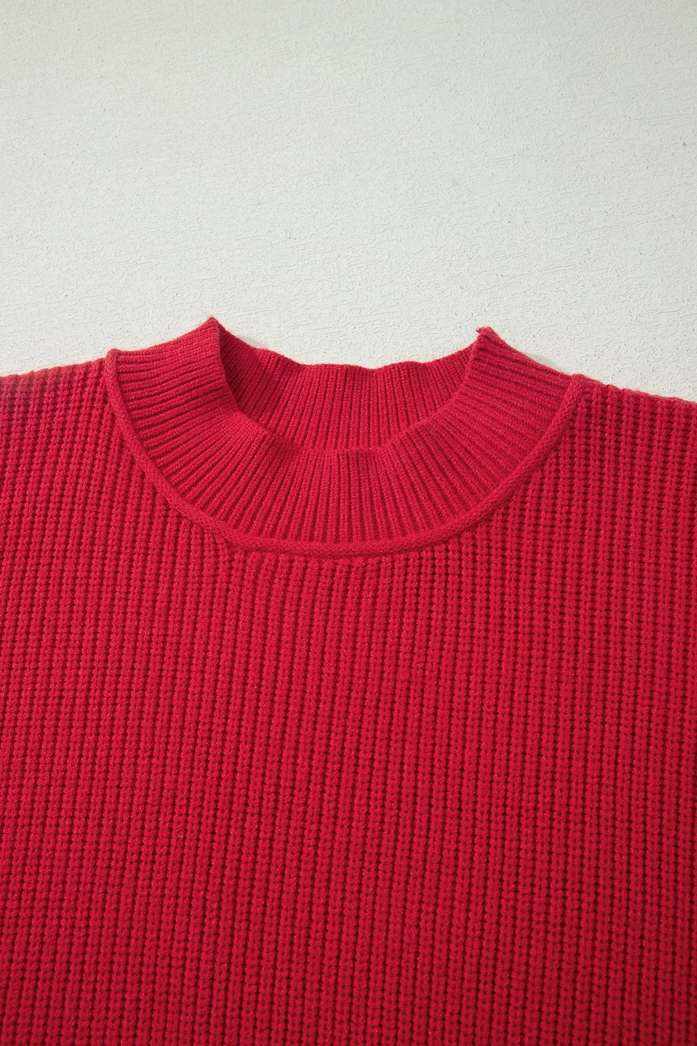 Long Sleeve Ribbed Knit Stand Neck Regular Fit Sweater, image 7
