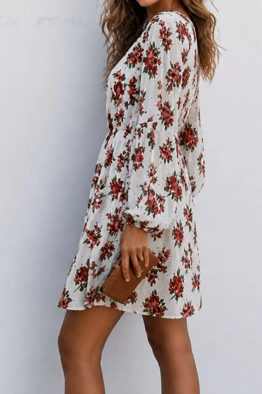 Floral Print Balloon Sleeve Mini Dress, image 4