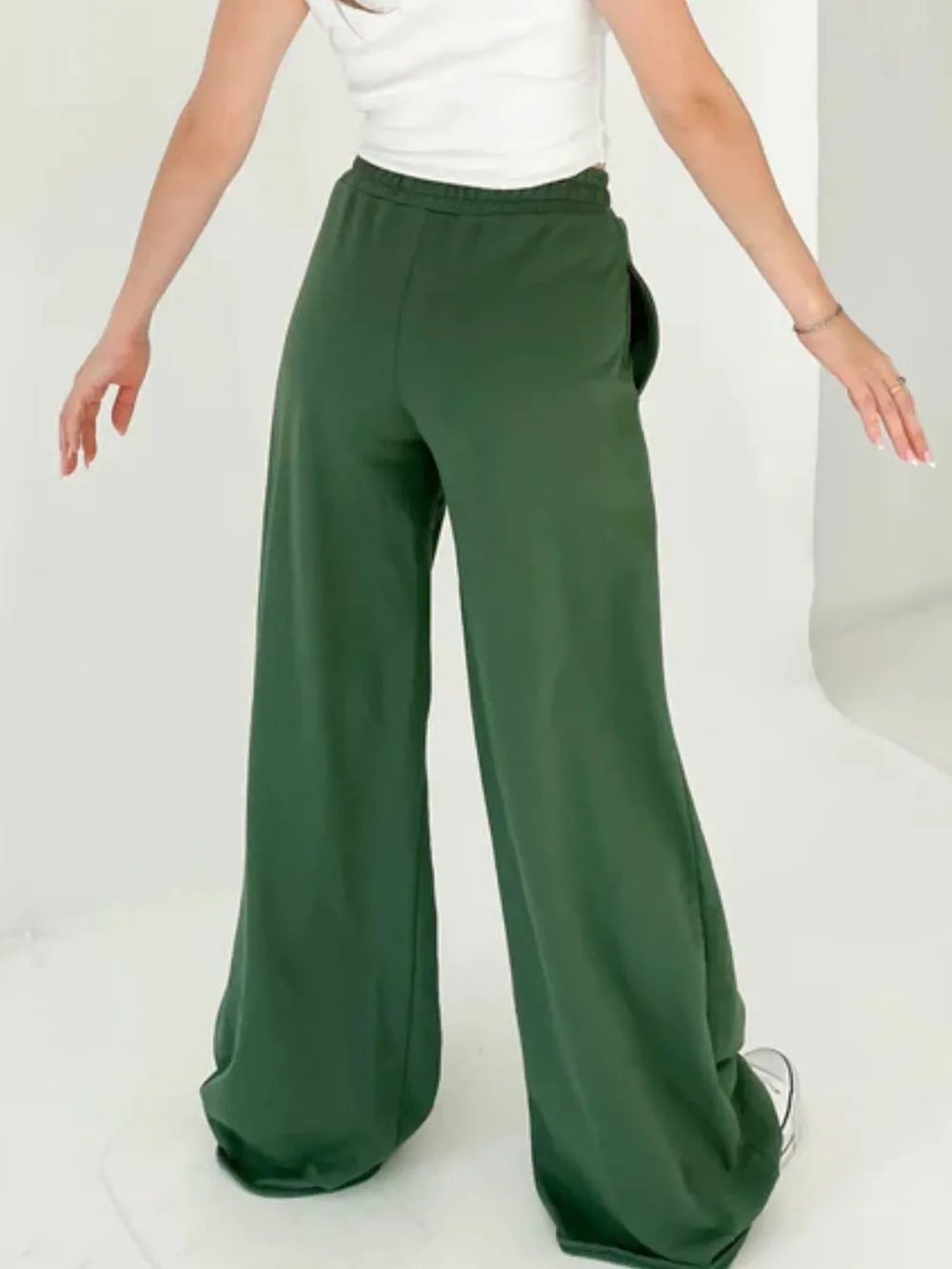 Elastic Waist Wide Leg Pants, image 12