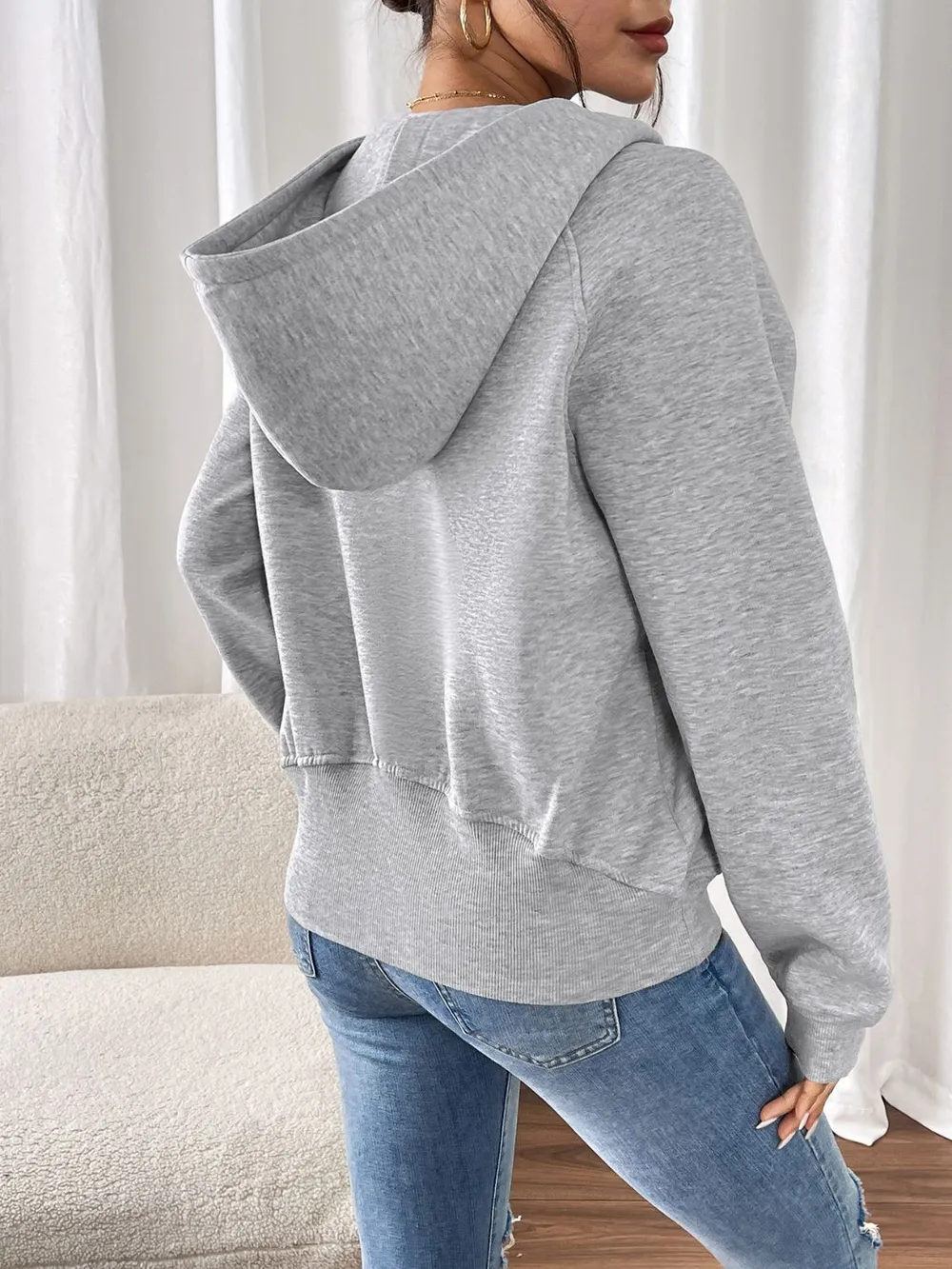 Half Zip Long Sleeve Hoodie, image 2
