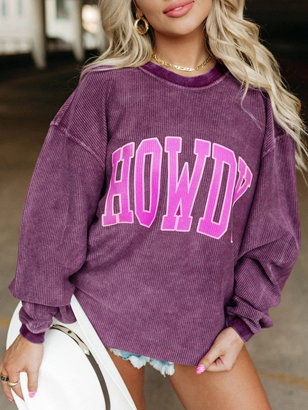Full Size Howdy Round Neck Oversized Sweatshirt Plus Size, image 10