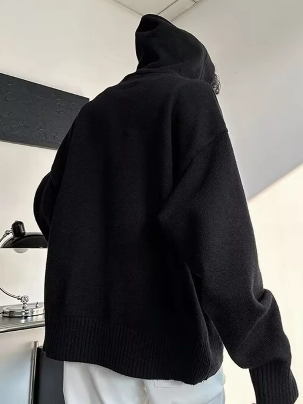 Men's Plus Size Hooded Button Detail Knit Sweater, image 3