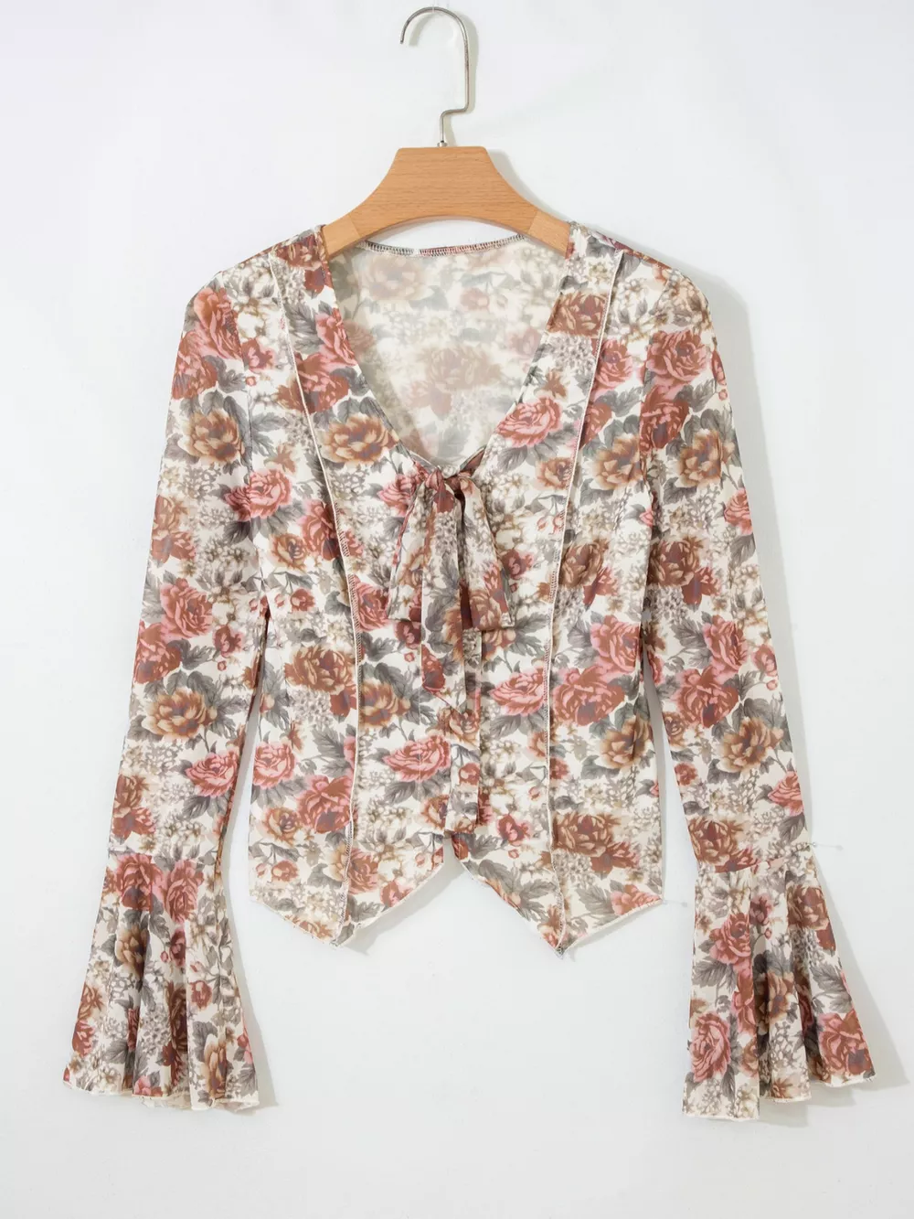Floral Print Flounce Sleeve Blouse, image 10