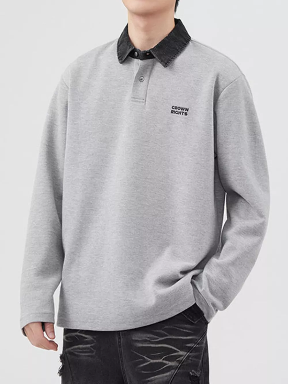 Men's Plus Size Collared Neck Long Sleeve Polo, image 12
