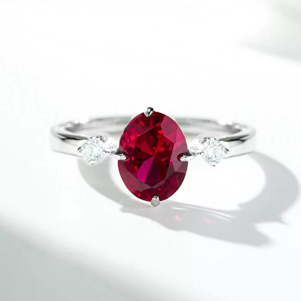 925 Sterling Silver Zircon Oval-Cut Ring