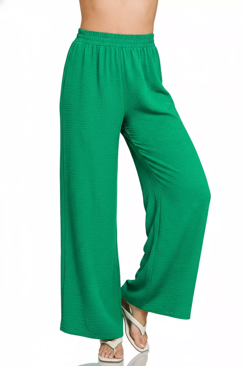 Woven Airflow Elastic Waistband Pants, image 2