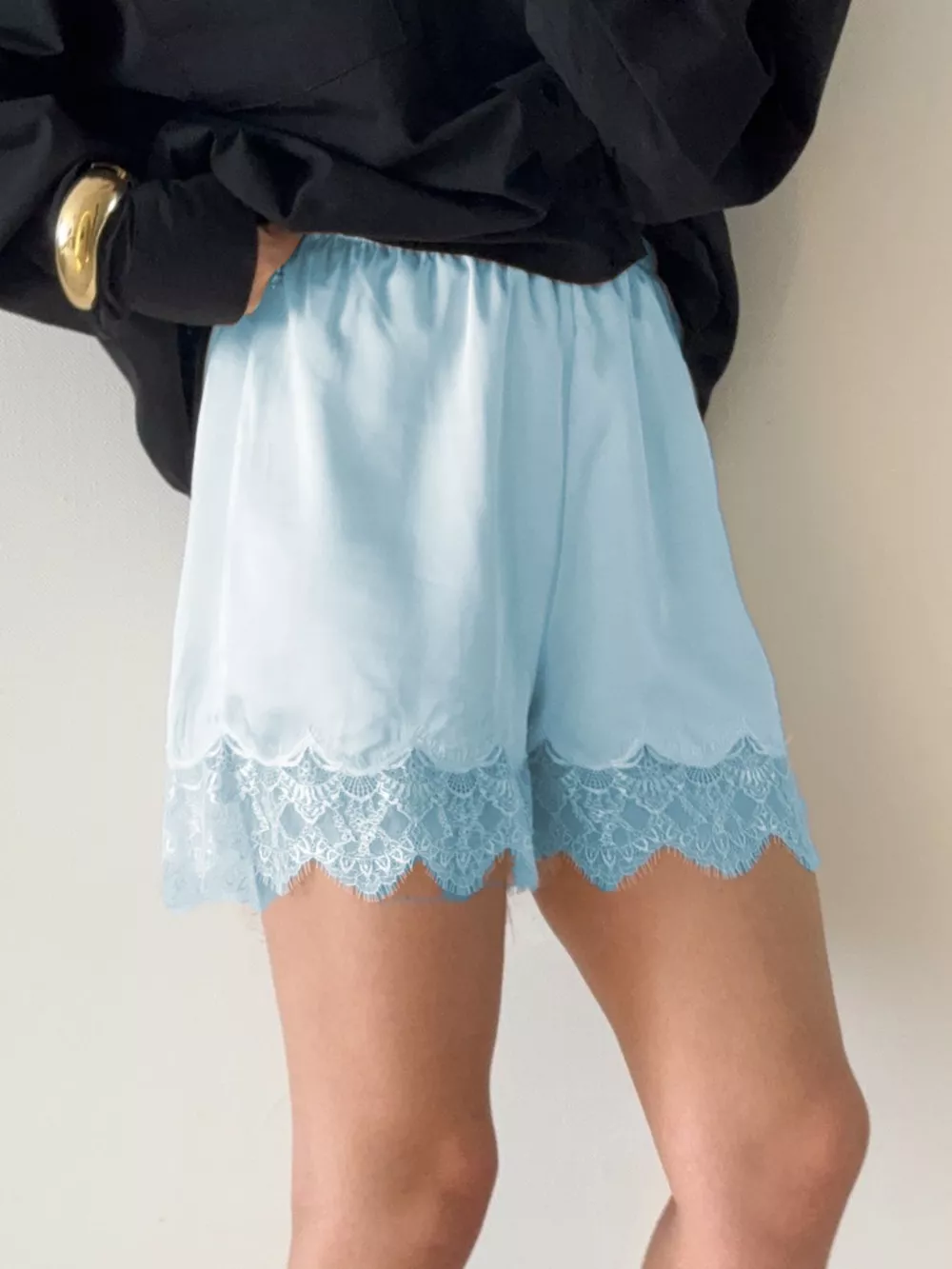 Lace Trim Elastic Waist Shorts, image 19