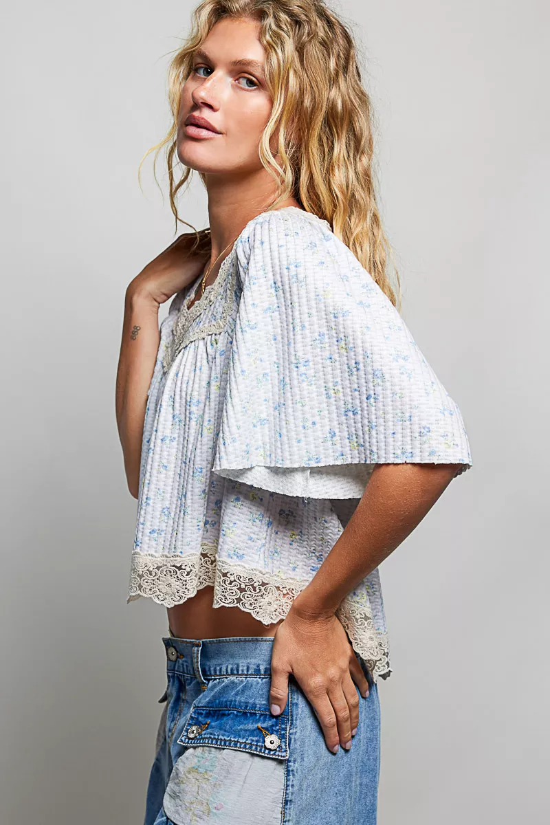 POL Floral Print Lace Trim Blouse, image 2