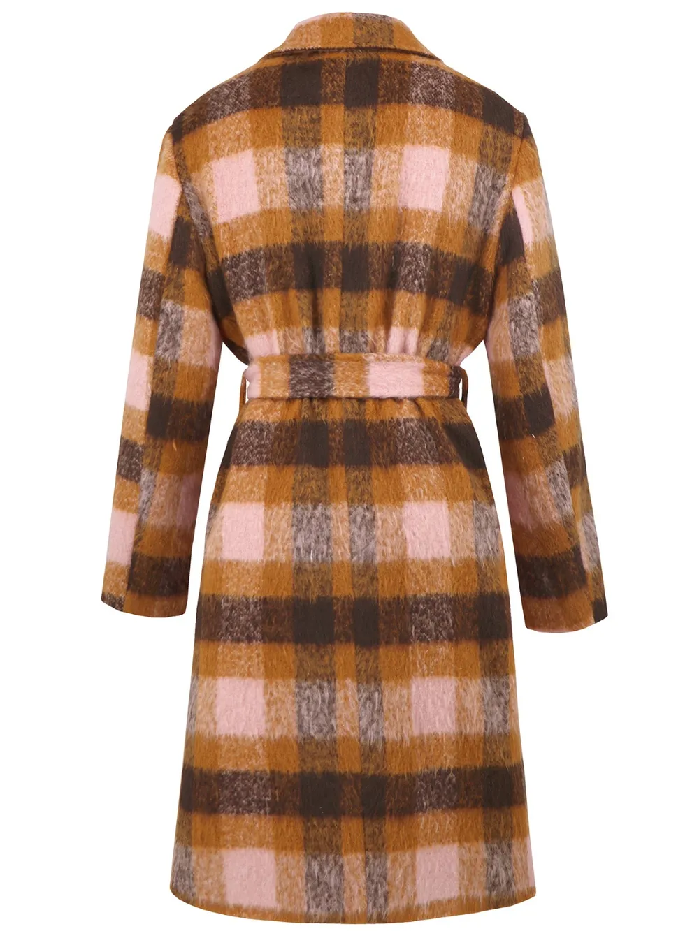 Tied Plaid Collared Neck Coat, image 16