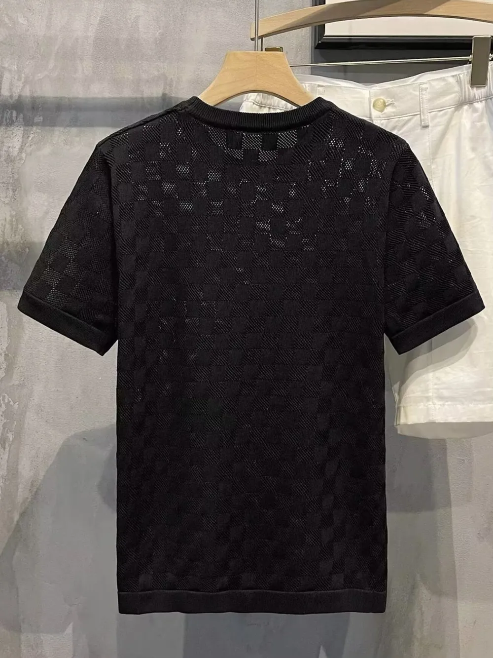 Men's Full Size Checkered Round Neck Short Sleeve T-Shirt Plus Size, image 2