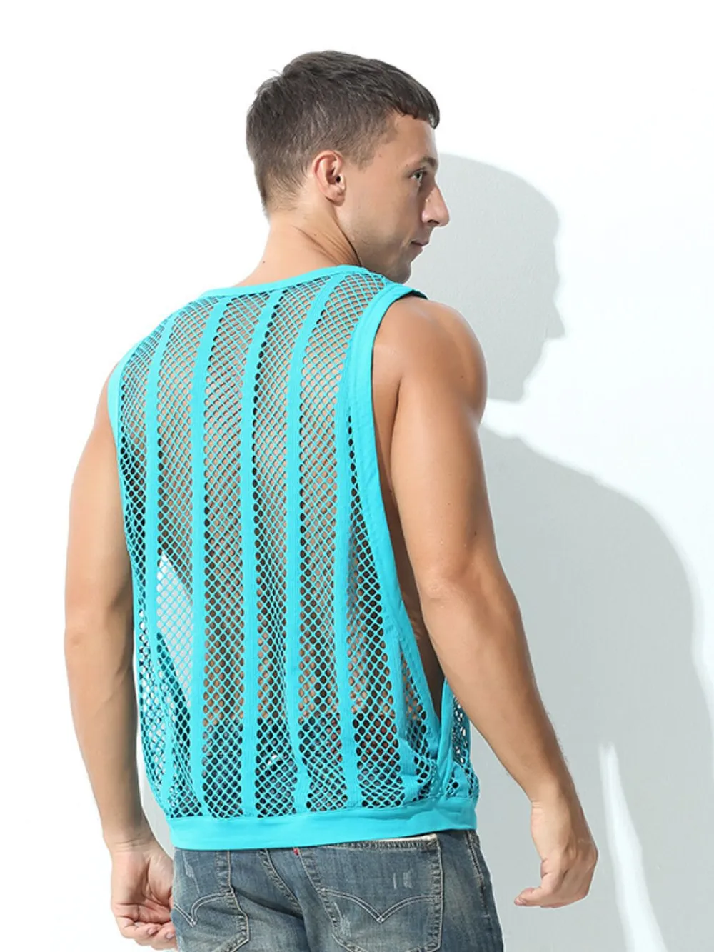 Men's Openwork Round Neck Tank, image 4