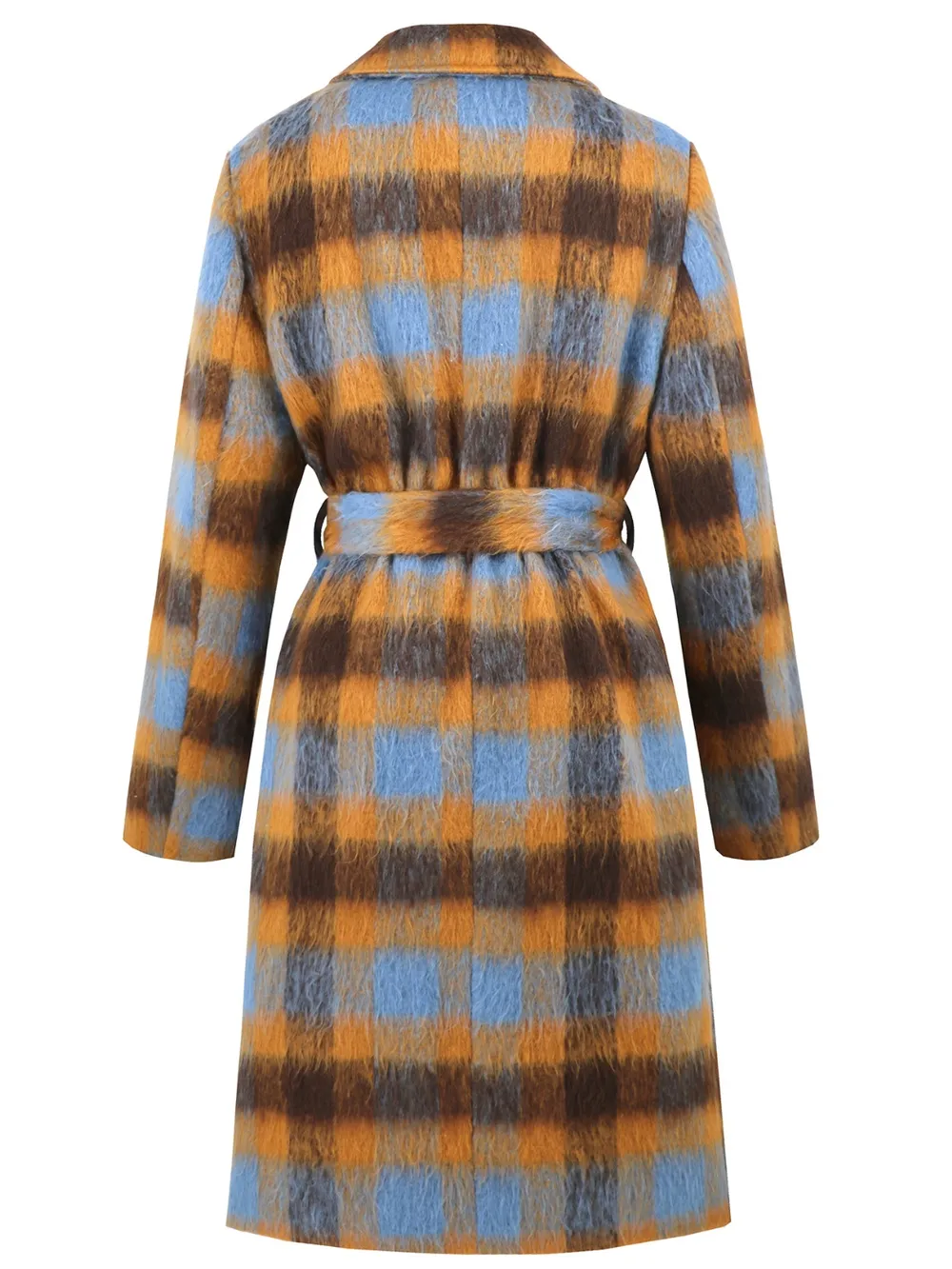 Tied Plaid Collared Neck Coat, image 7