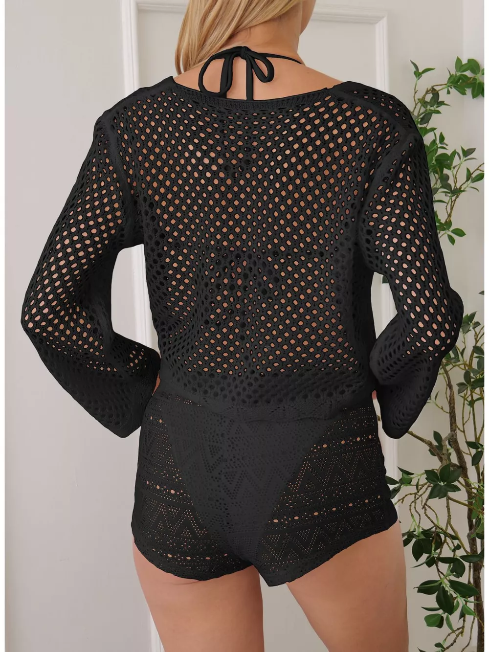 Crochet Tie-Front Knit Cover Up, image 14