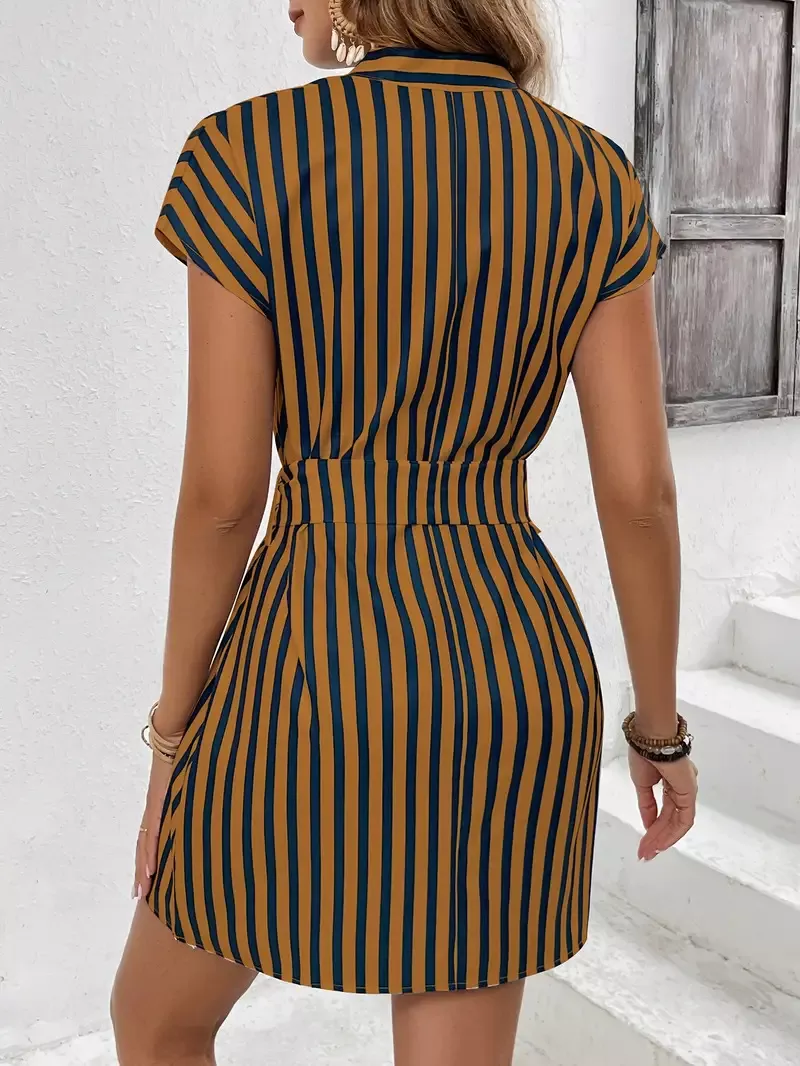 Striped Tie Waist Mini Dress, image 5