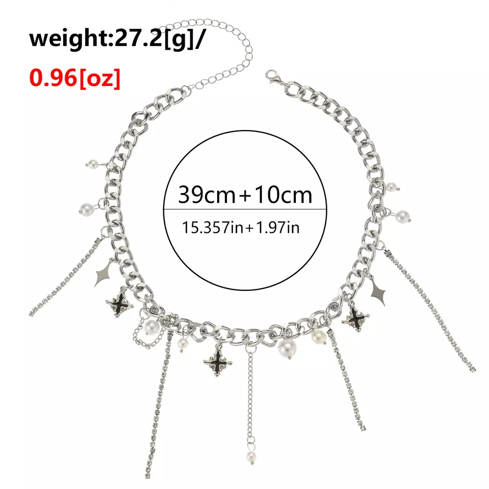 Tassel Star‑Moon Synthetic Pearl Pendant Choker, image 8