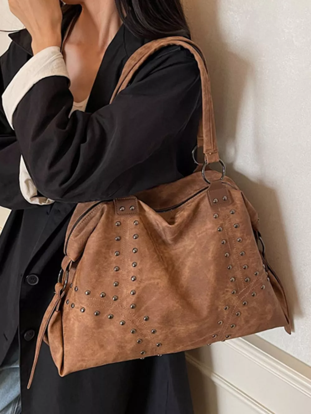 Studded Vintage-Style Handbag, image 7