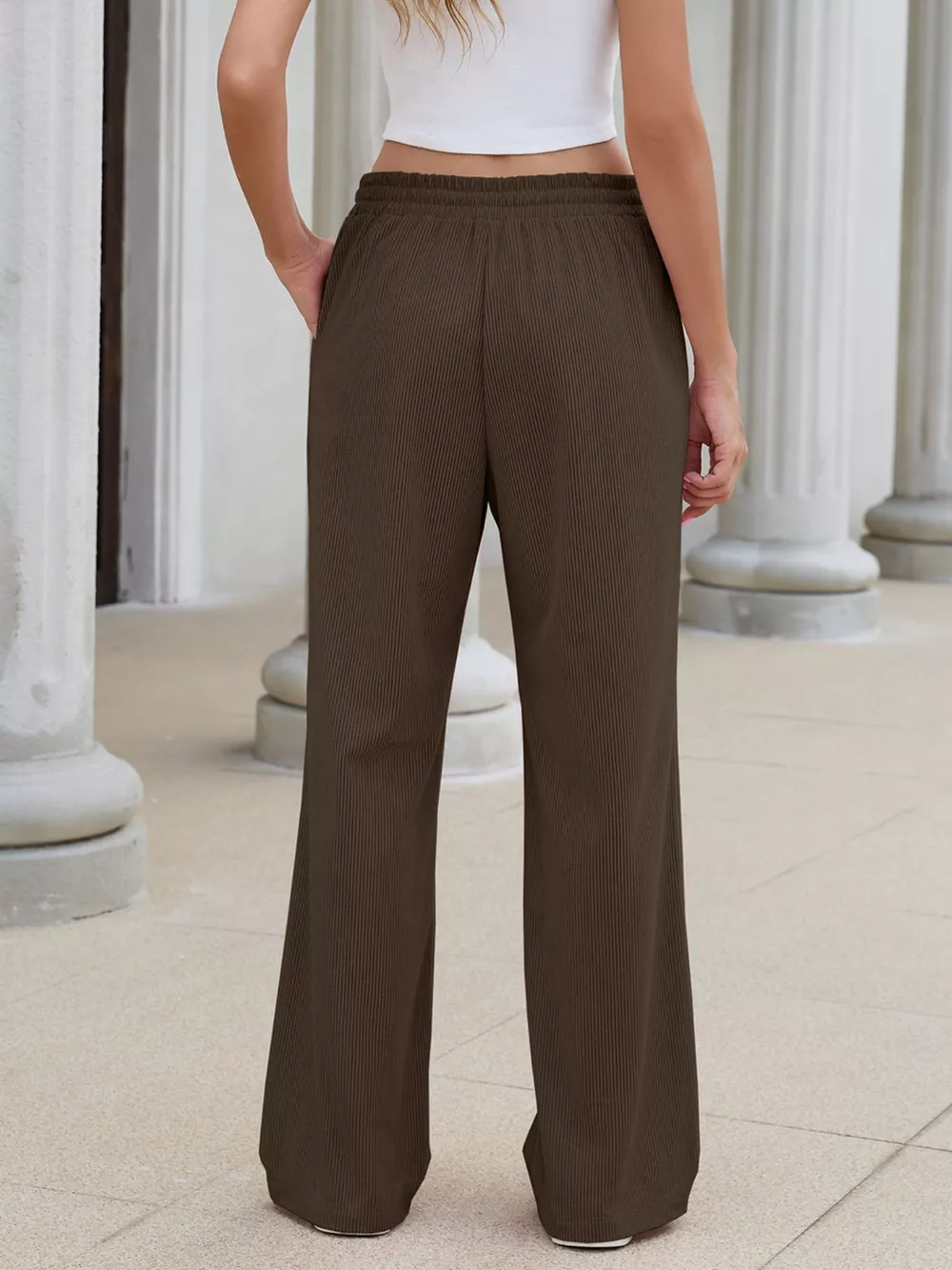 High-Waisted Drawstring Wide-Leg Casual Pants, image 11