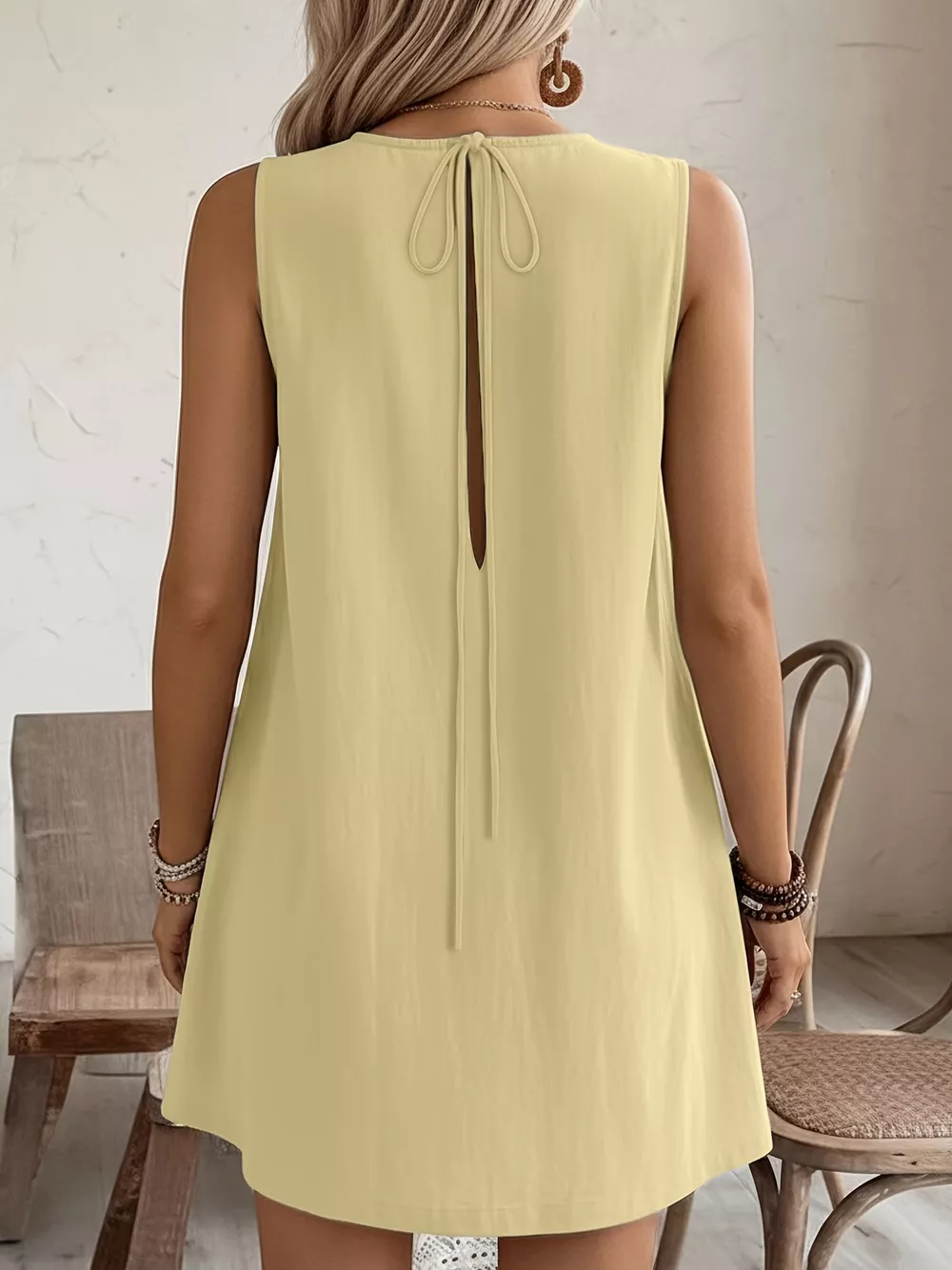 Frill Sleeveless Round Neck Dress, image 10