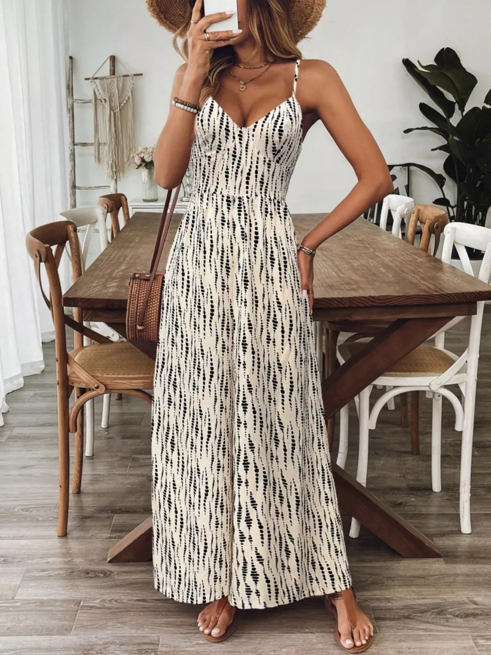 Spaghetti Strap Wide Leg Jumpsuit, image 4