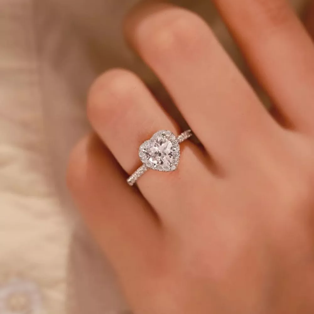 1 Carat Moissanite 925 Sterling Silver Heart Ring, image 3