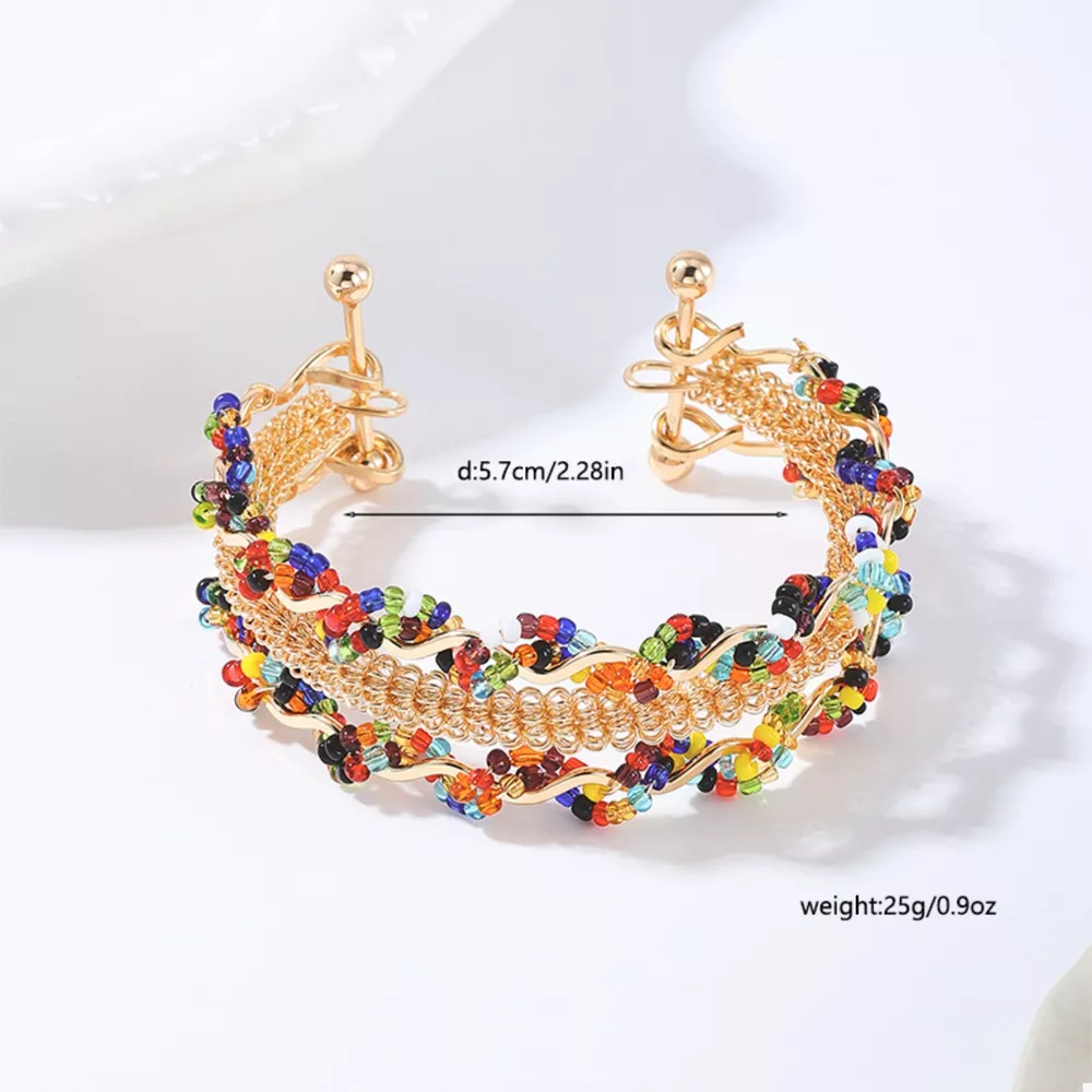 18K Gold-Plated Three Layered Open Bracelet, image 6