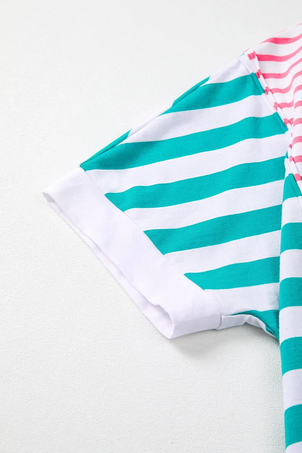 Color Block Striped Batwing Sleeve T-Shirt, image 9