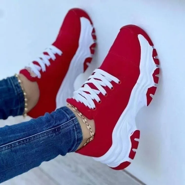 Lace-Up Round Neck Platform Sneakers, image 4