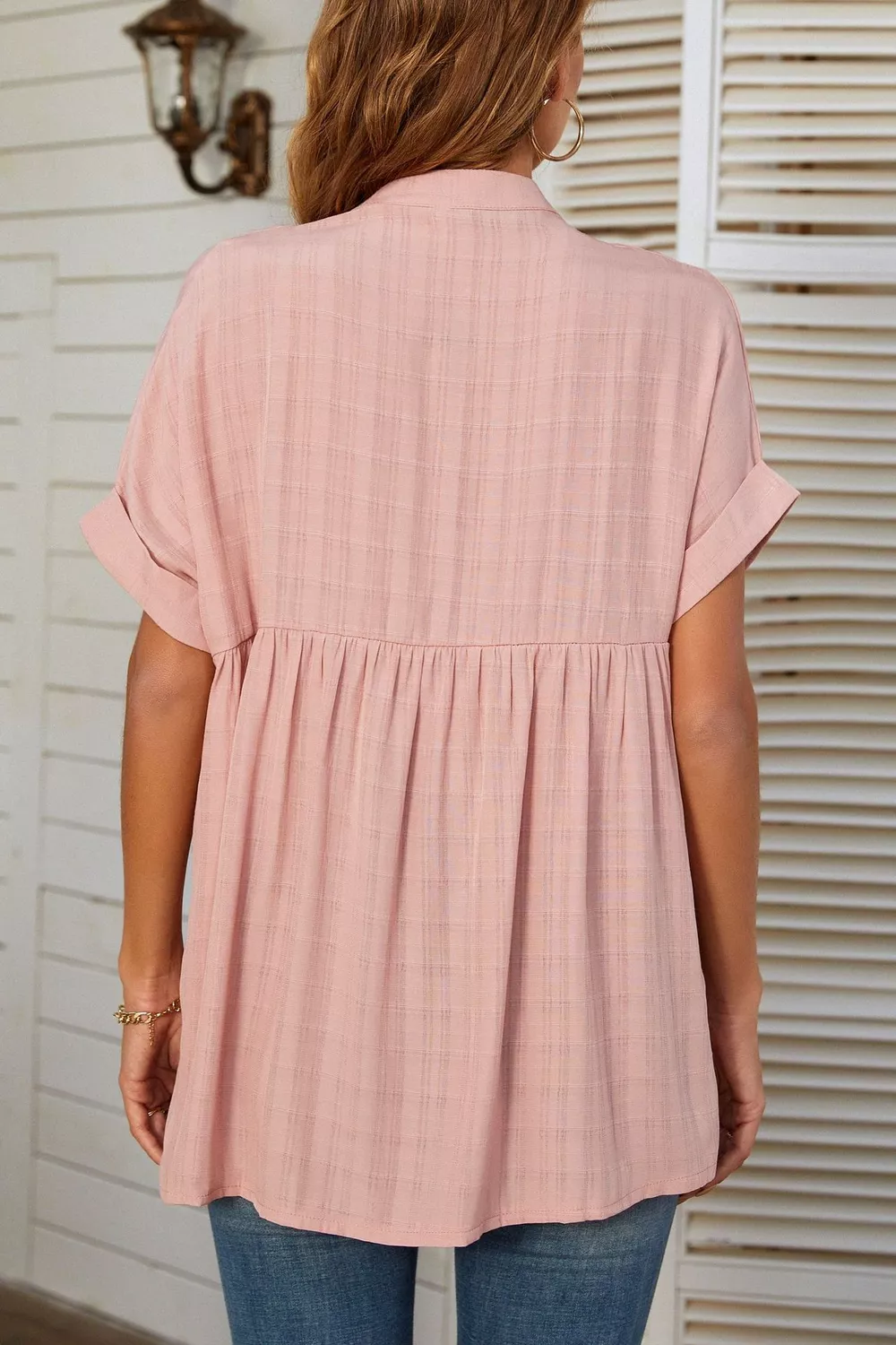 Notched Short Sleeve Blouse, image 13