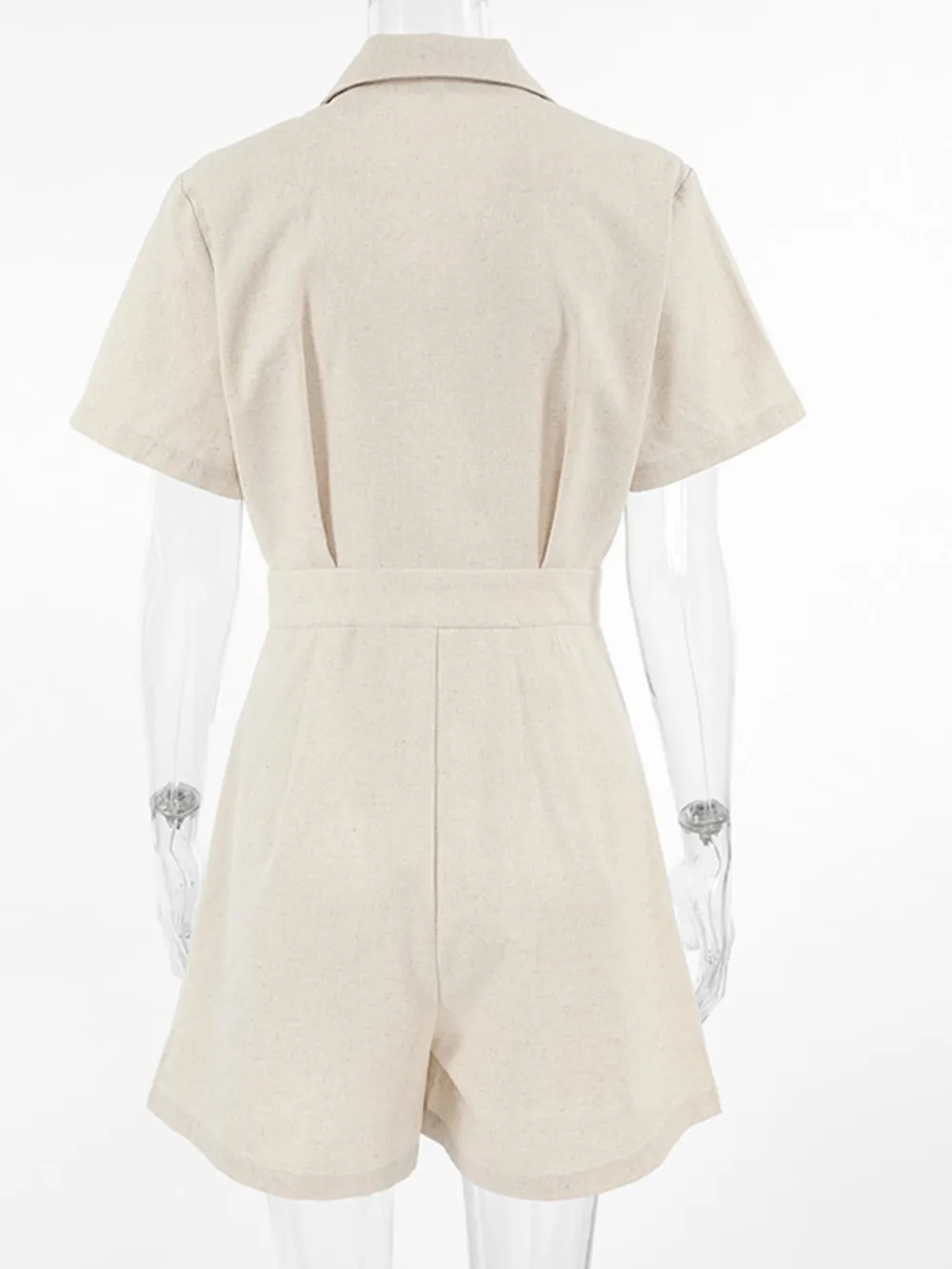 Button-Front Short Sleeve Romper, image 7