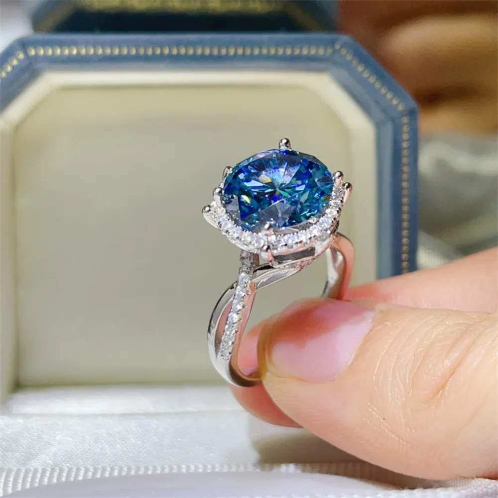 5 Carat Moissanite Halo Engagement Ring, image 9