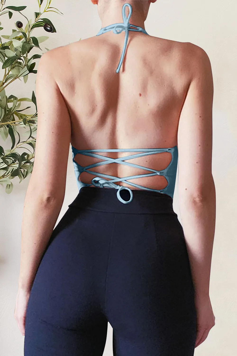 Backless Lace-Up Halter Neck Cami, image 11