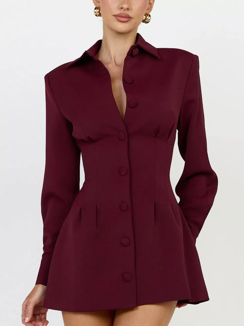 Corset-Style Button-Down Blazer Dress, image 11