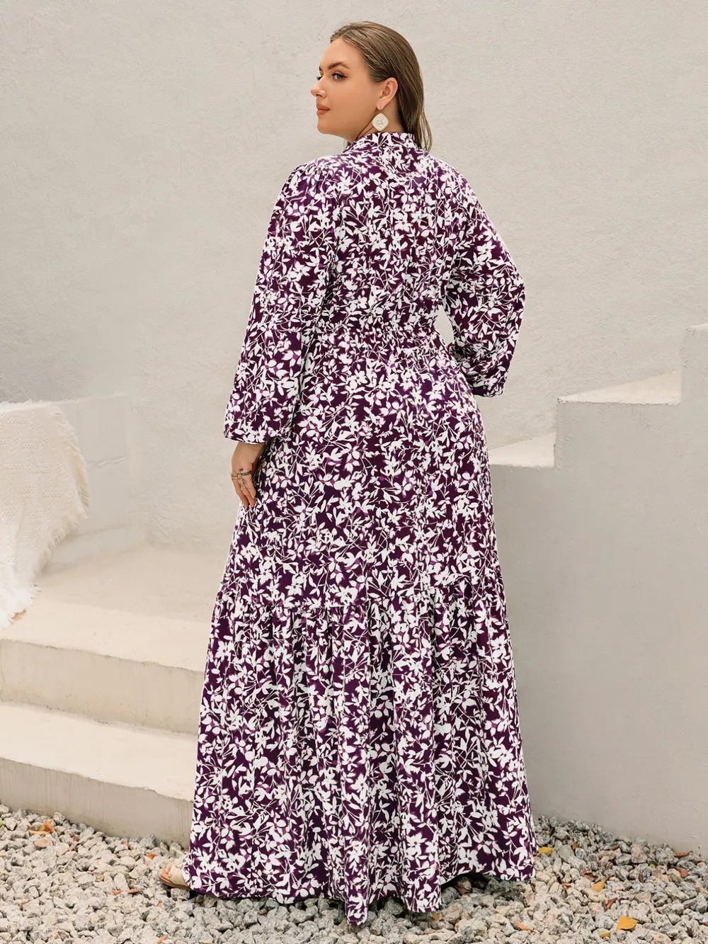 Plus Size Floral Print Maxi Dress with Long Sleeves, image 8