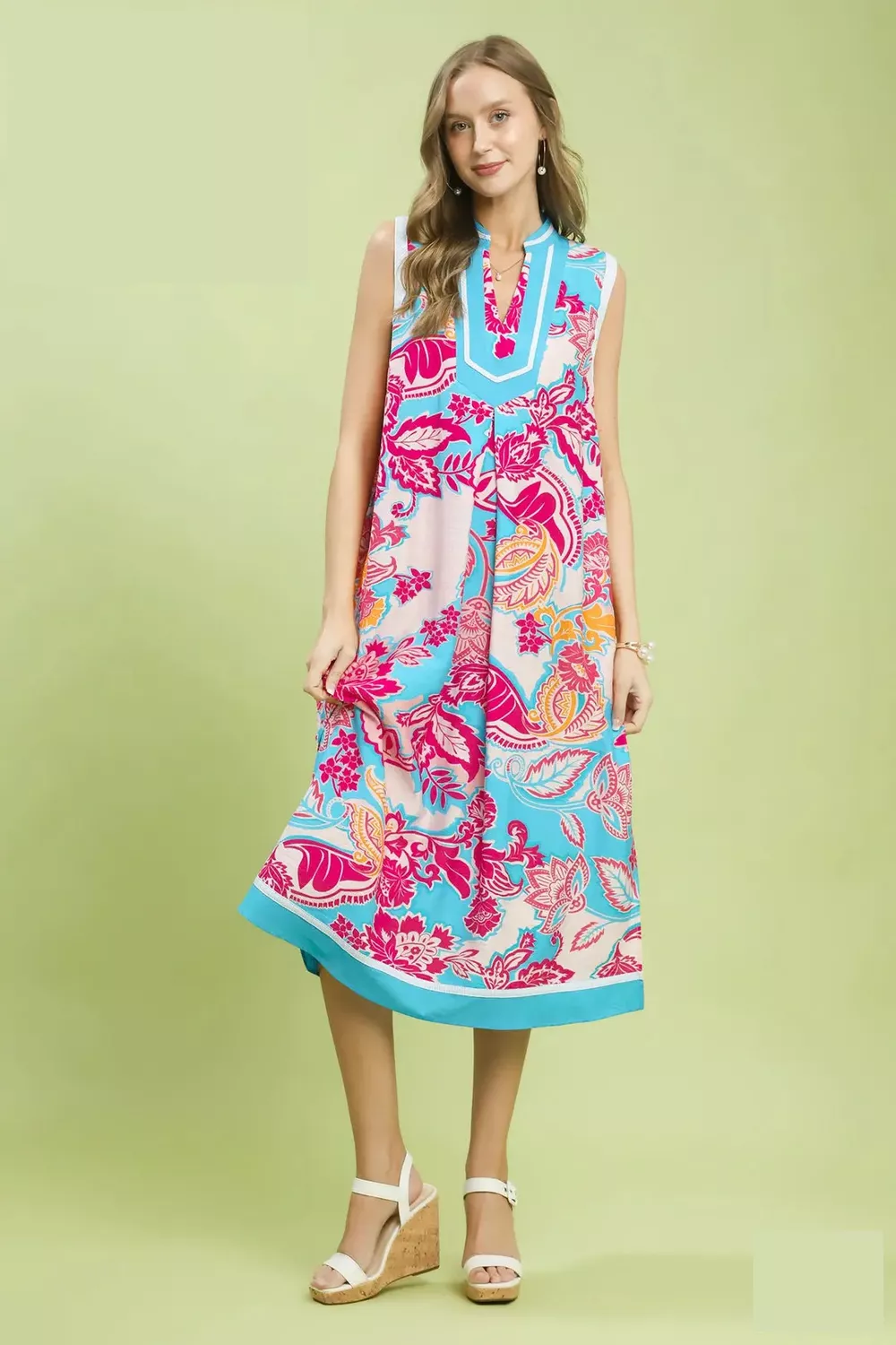 Floral Sleeveless Midi Dress with Side Pockets, image 4