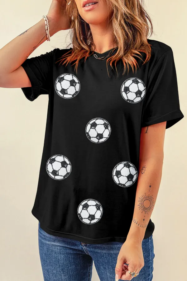 Football Round Neck Short Sleeve T Shirt, image 11