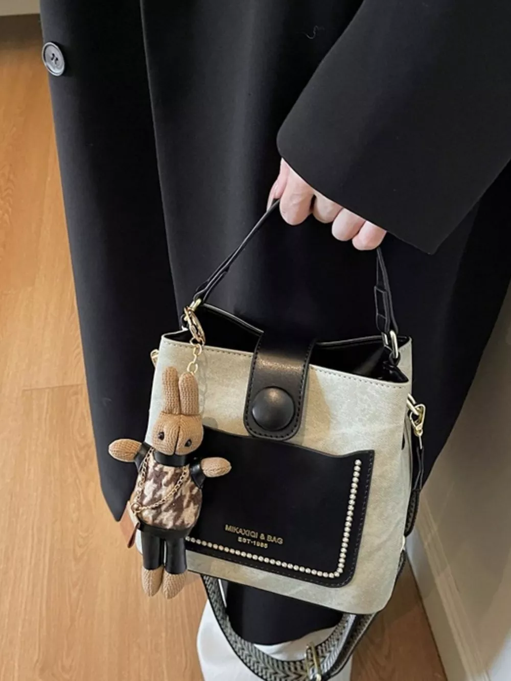 Two-Tone Bucket Crossbody Bag, image 7