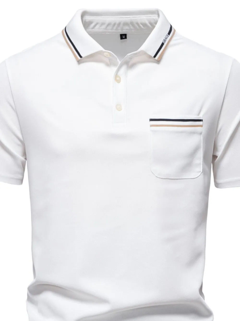 Men's Short Sleeve Collared Neck Striped Polo, image 5