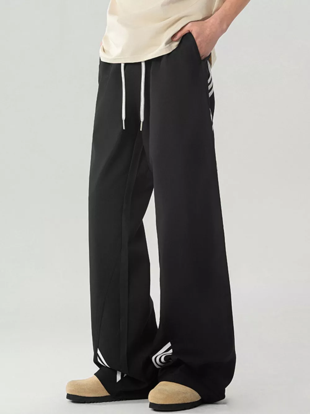 Men's Full Size Wide Leg Striped Casual Pants Plus Size