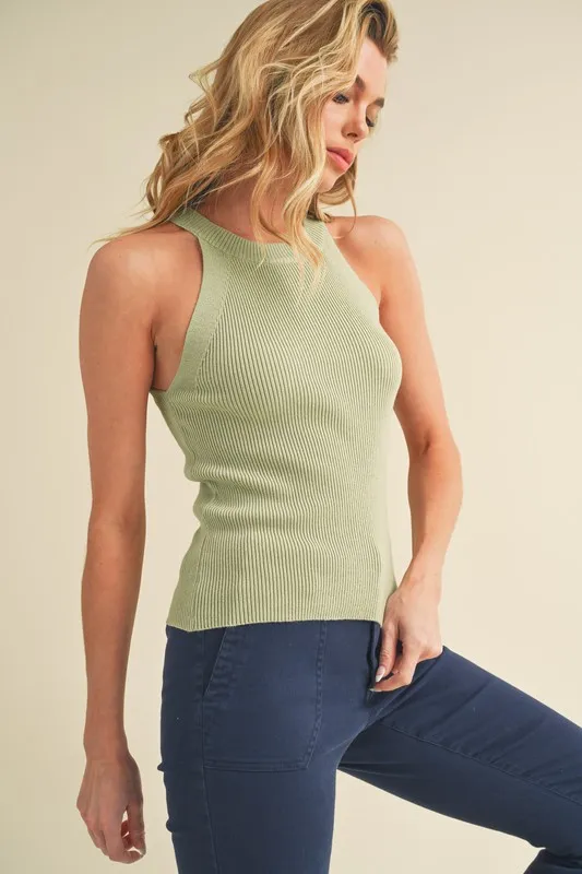 Grecian Neck Ribbed Tank, image 3