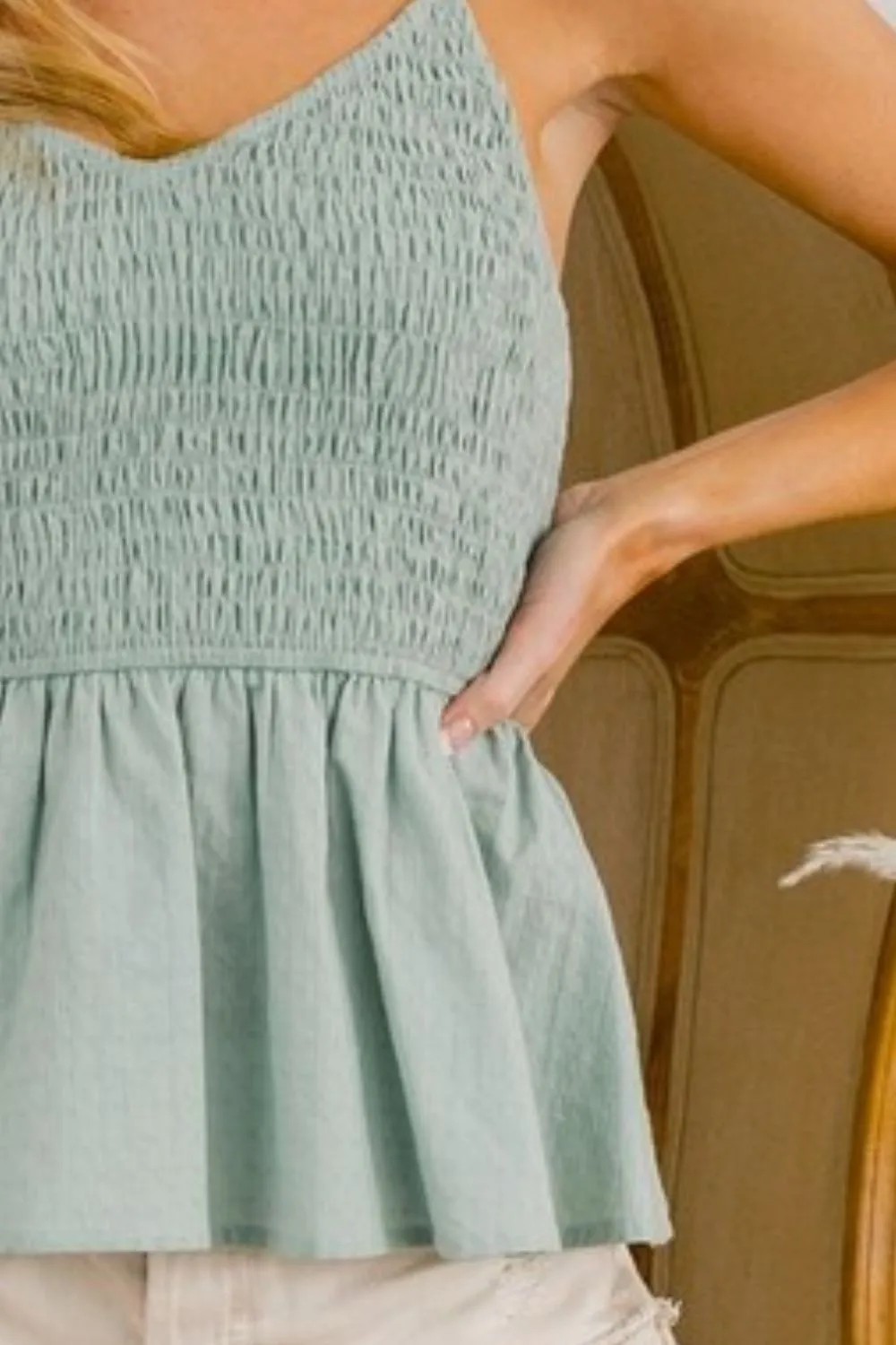 Eyelet Woven Sleeveless Elasticized Top, image 3