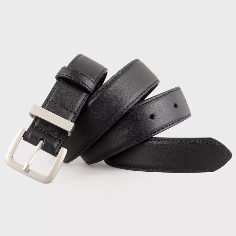Classic Leather Belt with Silver Buckle, image 2