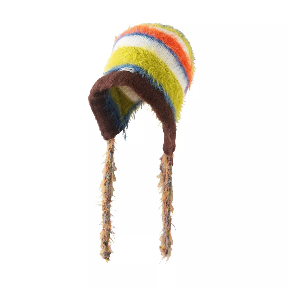 Striped Fuzzy Knit Hat with Ear Flaps, image 3