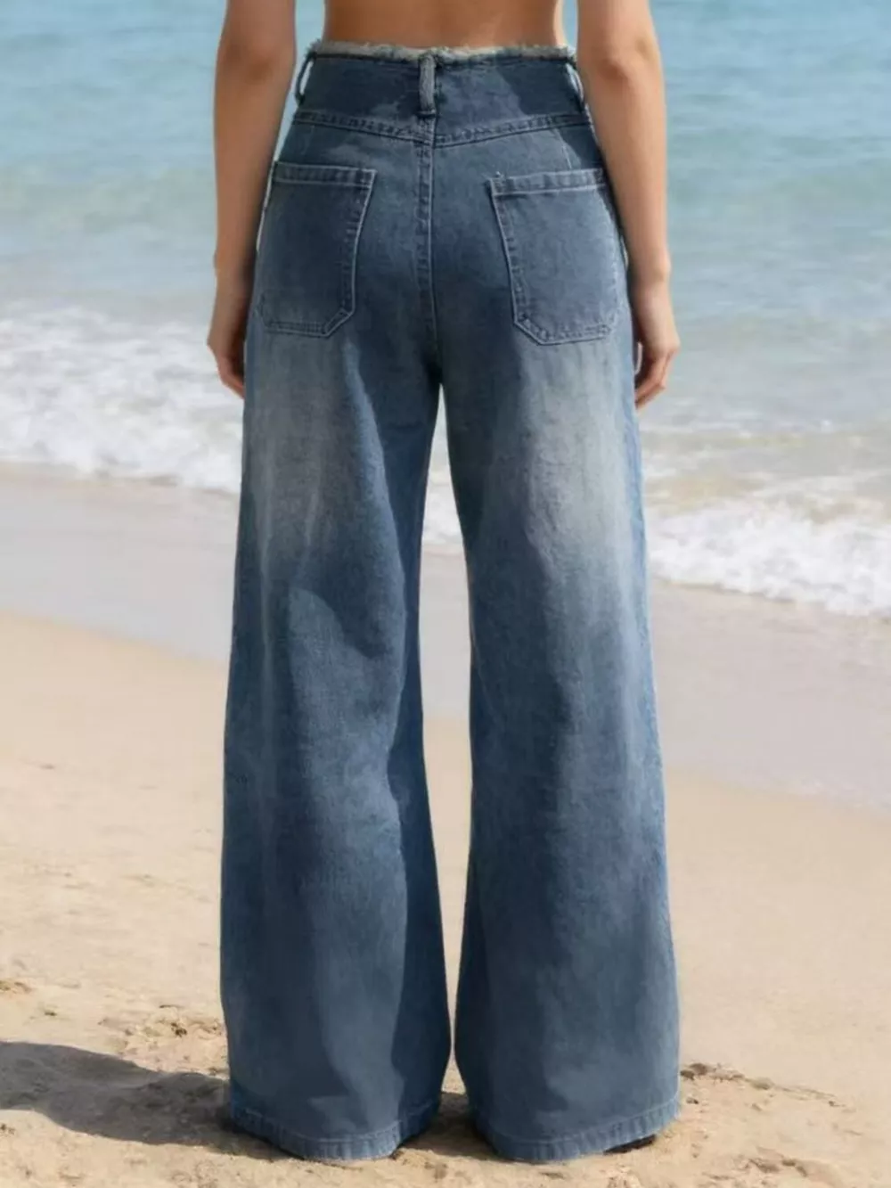 Frayed Hem Wide Leg Jeans, image 5