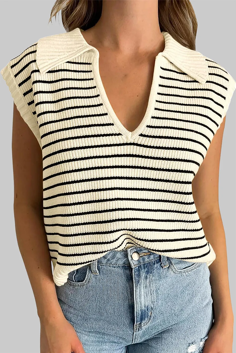 Striped Collared Neck Tank, image 9