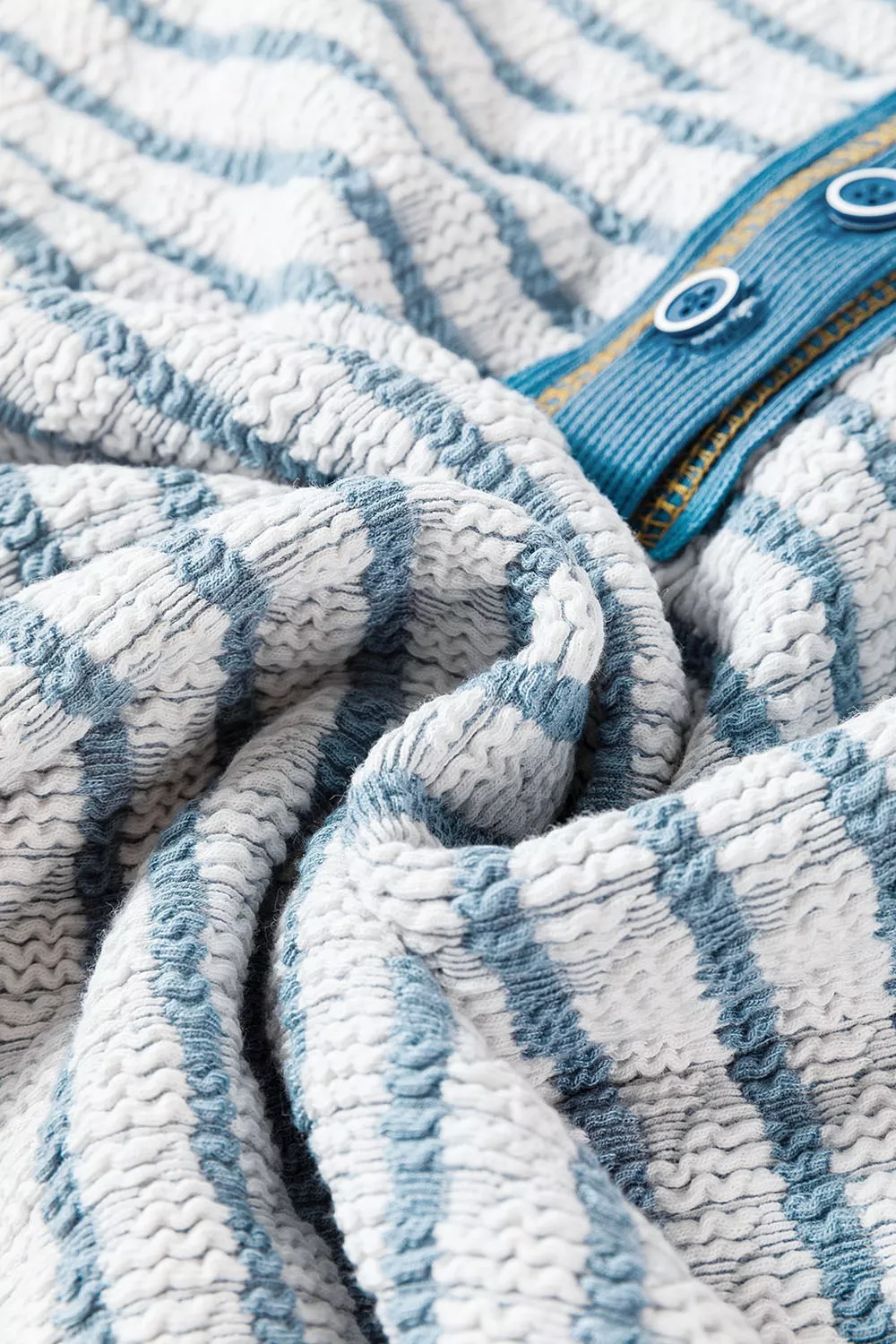 Striped Textured Knit Button Detail Top, image 9