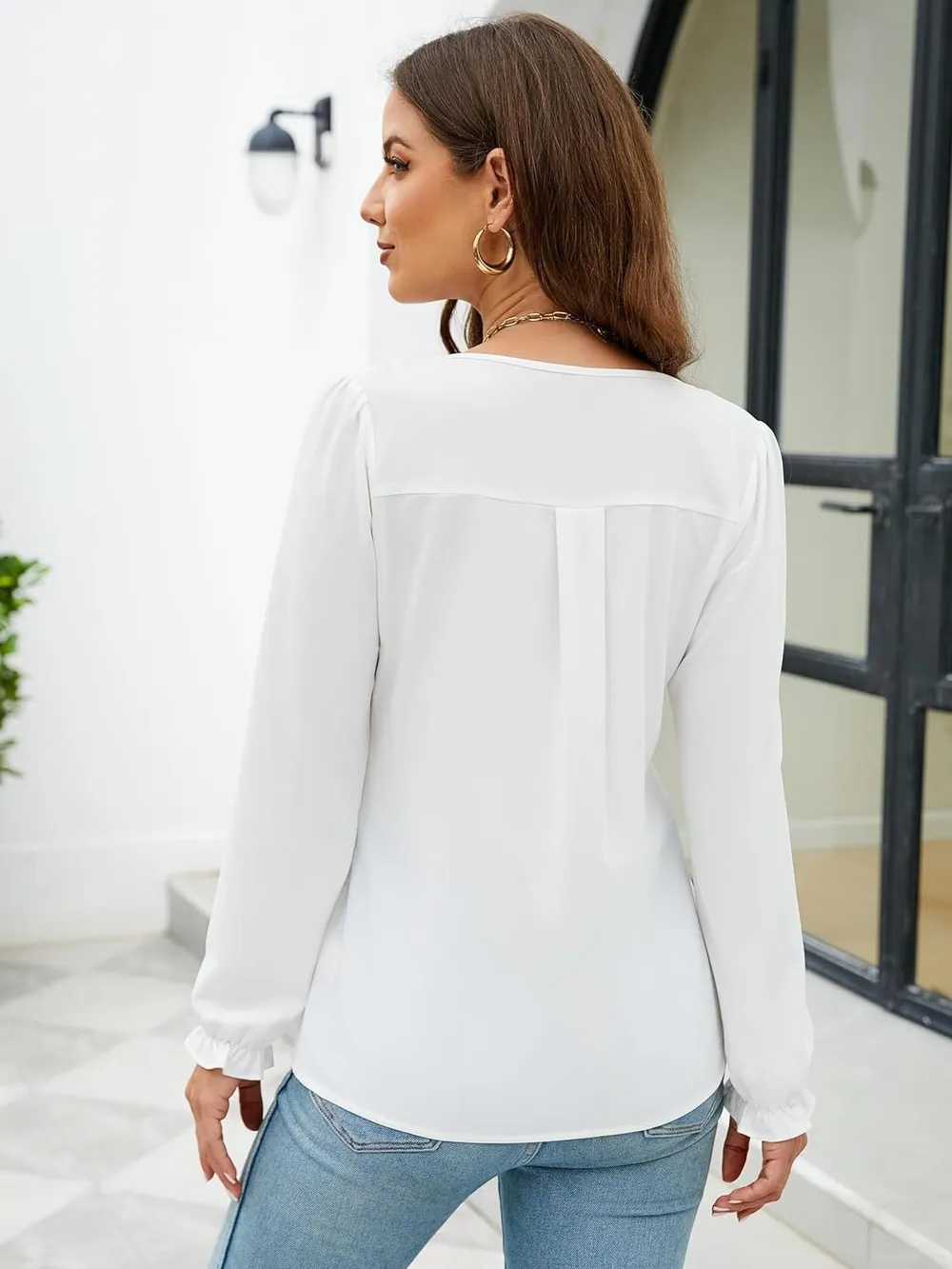 Notched Flounce Sleeve Blouse, image 15