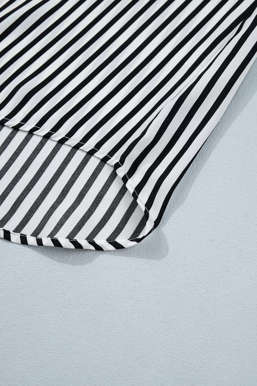 Striped Half Sleeve Button-Up Shirt, image 9
